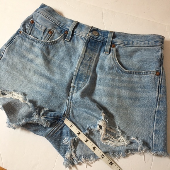 Levi’s Premium 501 High Rise Button Fly Denim Cutoff Jean Shorts - Picture 14 of 16